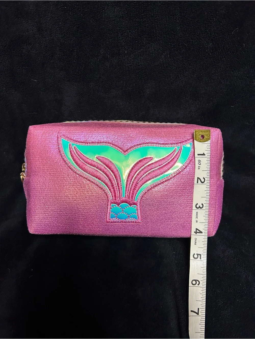 Iridescent Pink Mermaid Tail Cosmetic Pouch